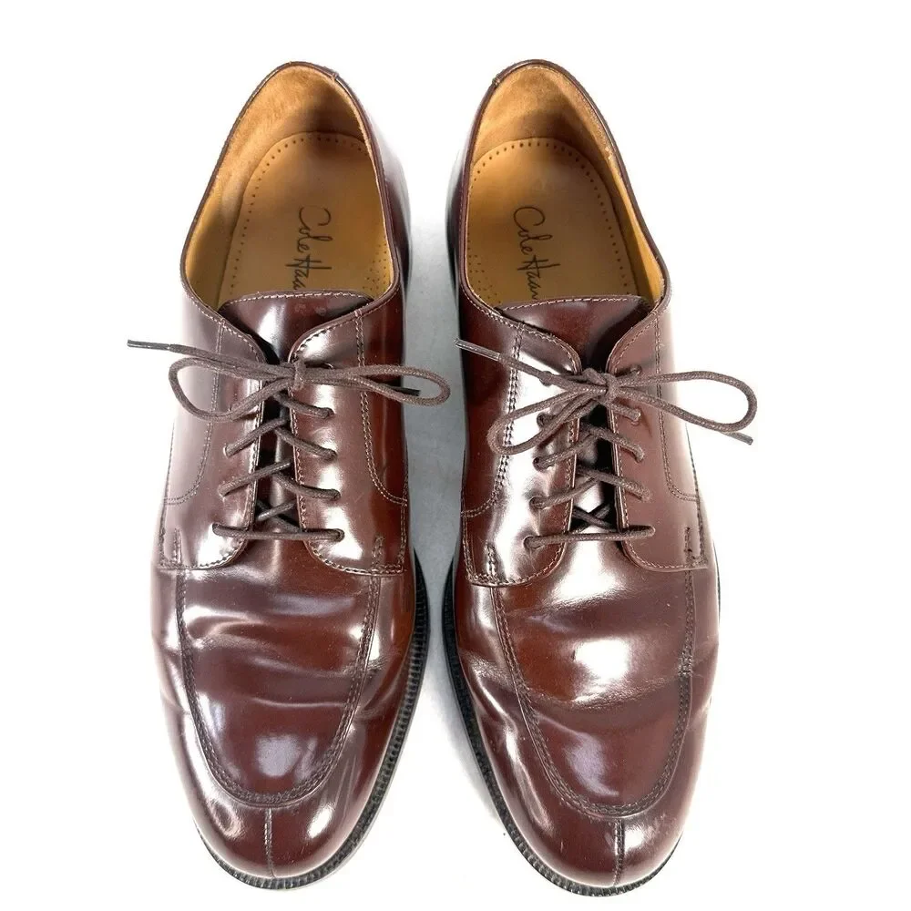 VTG Cole Haan Men's Leather Lace Up Oxford Dress Shoes Size 9D Burgundy Brown